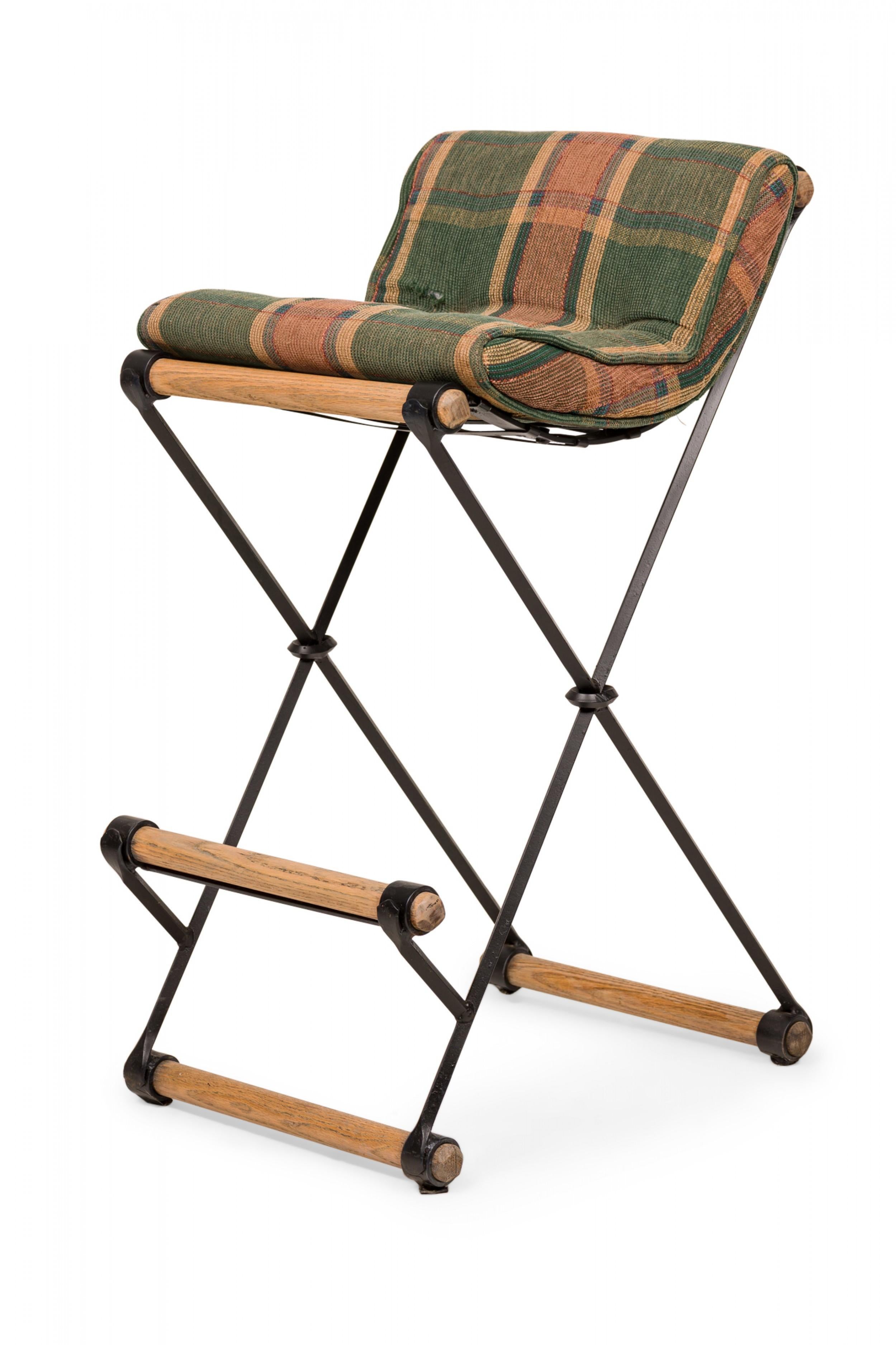 Cleo Baldon for Terra of California X-Frame Plaid Upholstered Barstool 5