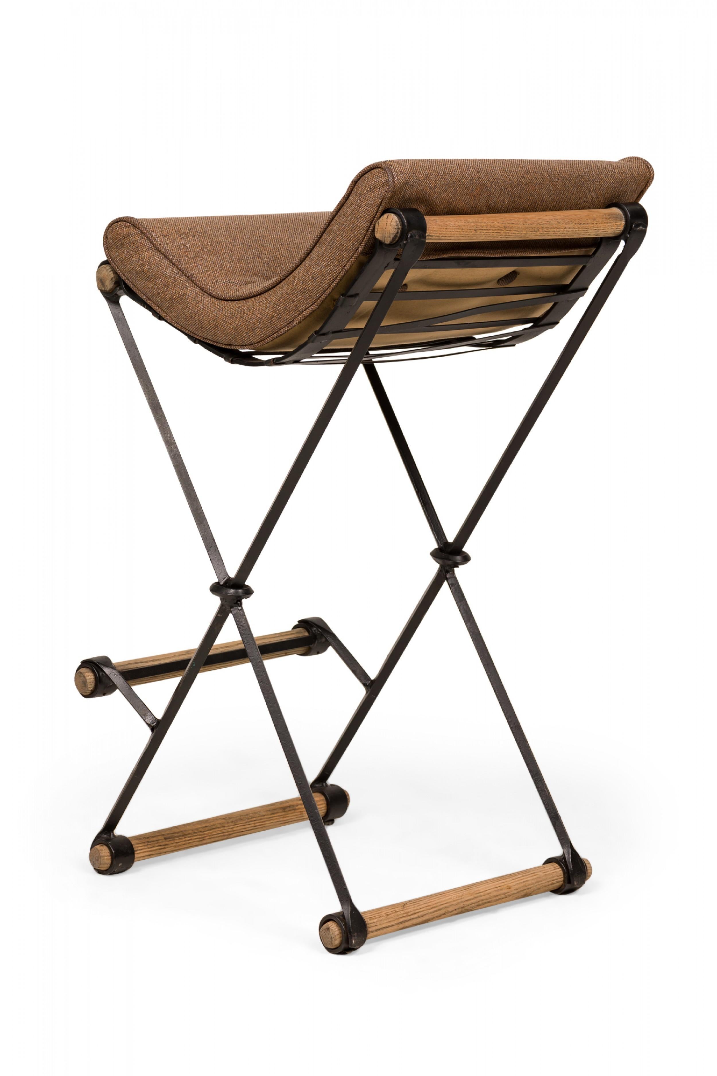 Cleo Baldon for Terra of California X-Frame Snakeskin Upholstered Barstool For Sale 5