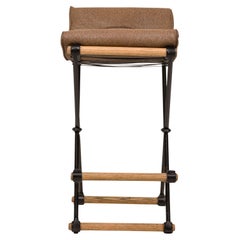 Cleo Baldon para Terra of California Taburete de bar tapizado en piel de serpiente con estructura en X