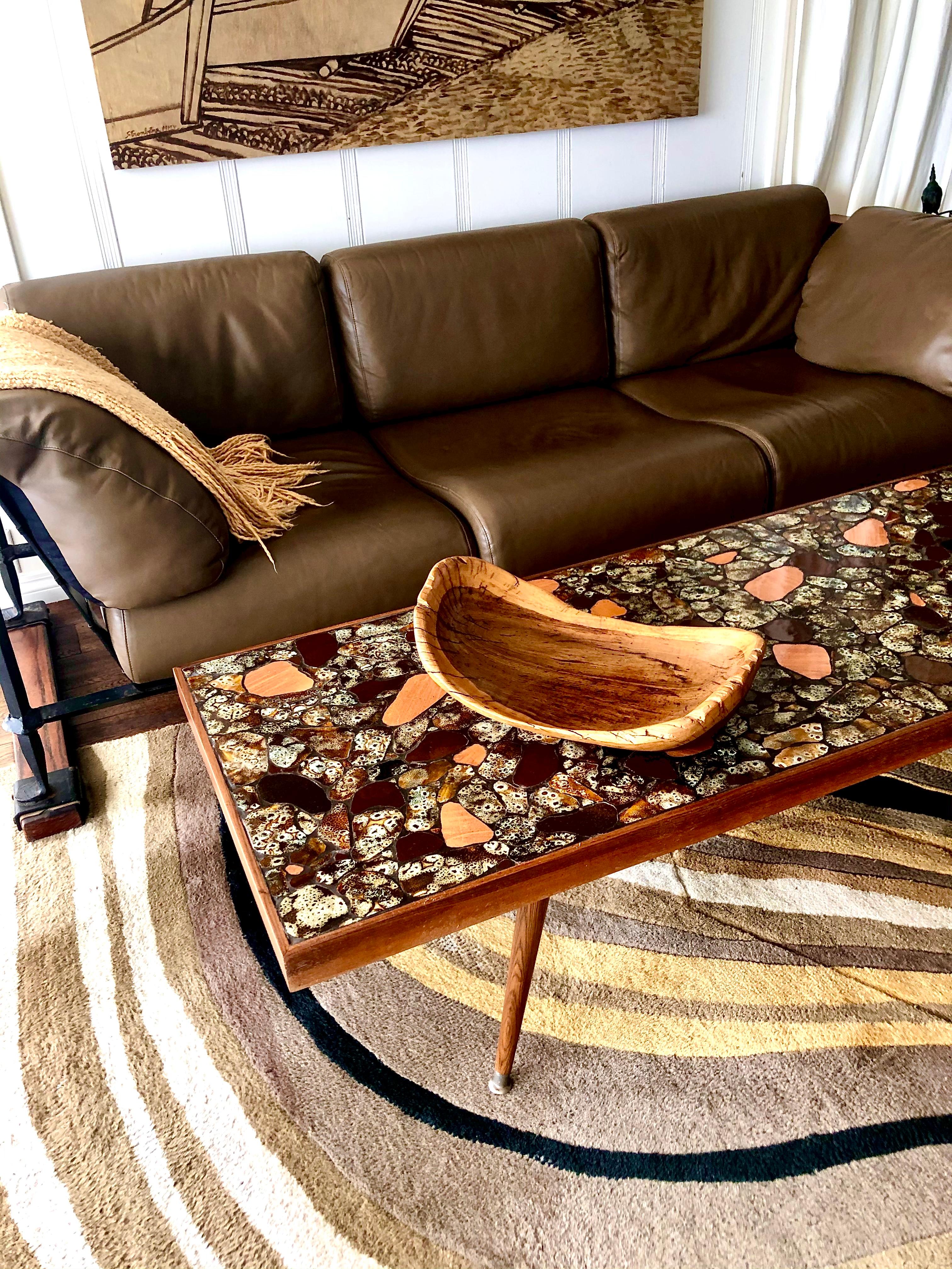 Mid-20th Century Cleo Baldon Handcrafted 8' Leather Sofa for Terra, circa 1965 For Sale