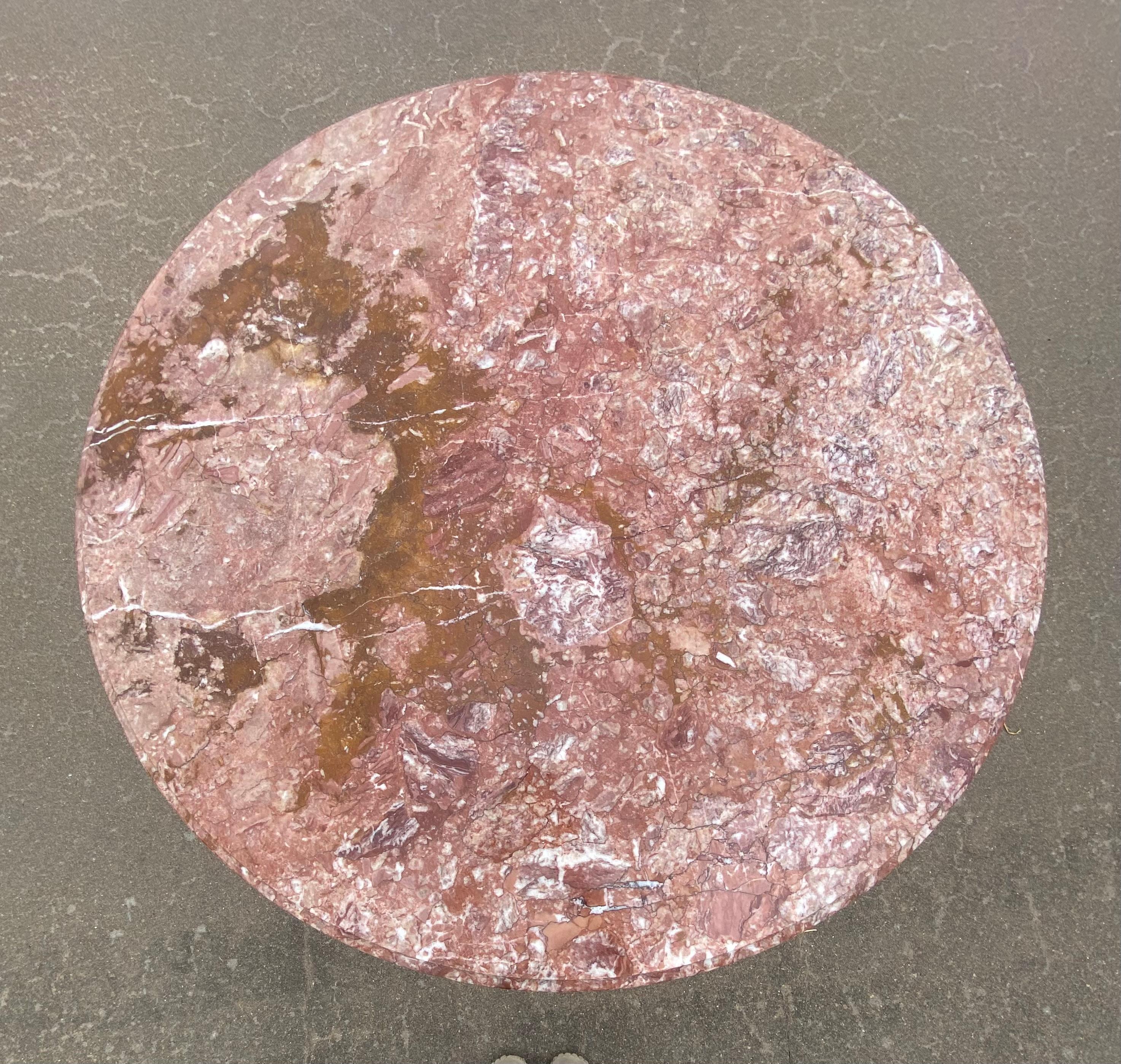 XX secolo Tavolo da pranzo in ferro stile Cleo Baldon in rosa / marmo granito in vendita