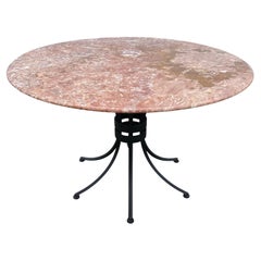 Cleo Baldon Style Iron Dining Table In Pink / Marble Granite