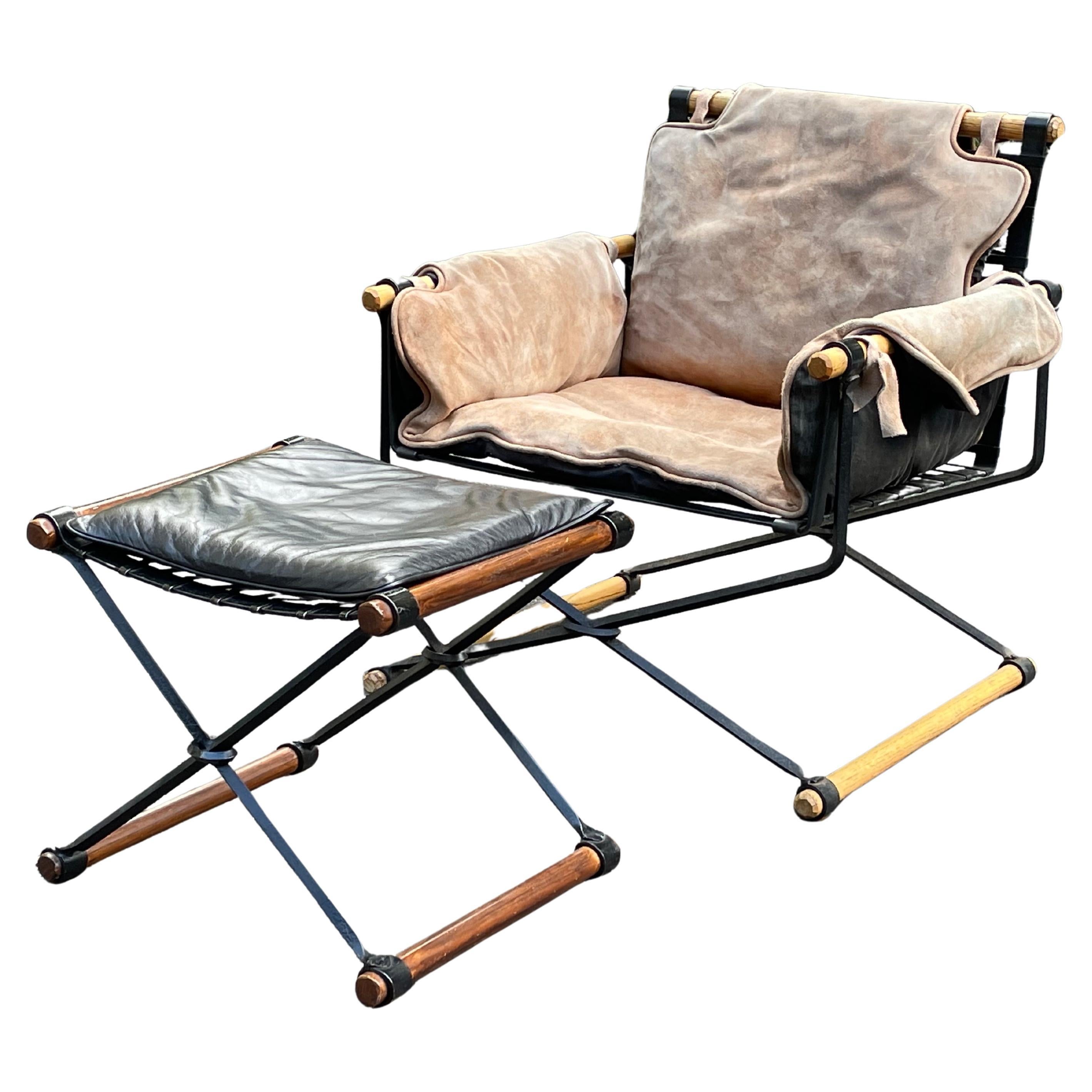Leather Cleo Baldon Iron & Oak Lounge Chair for Terra