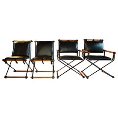 Cleo Baldon Outdoor Indoor Oak and Iron Campaign Chairs for Terra, 1960s