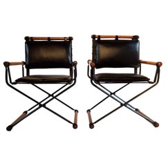 Paire de chaises de campagne Cleo Baldon en fer forgé fabriquées à la main Terra Studio:: années 1960