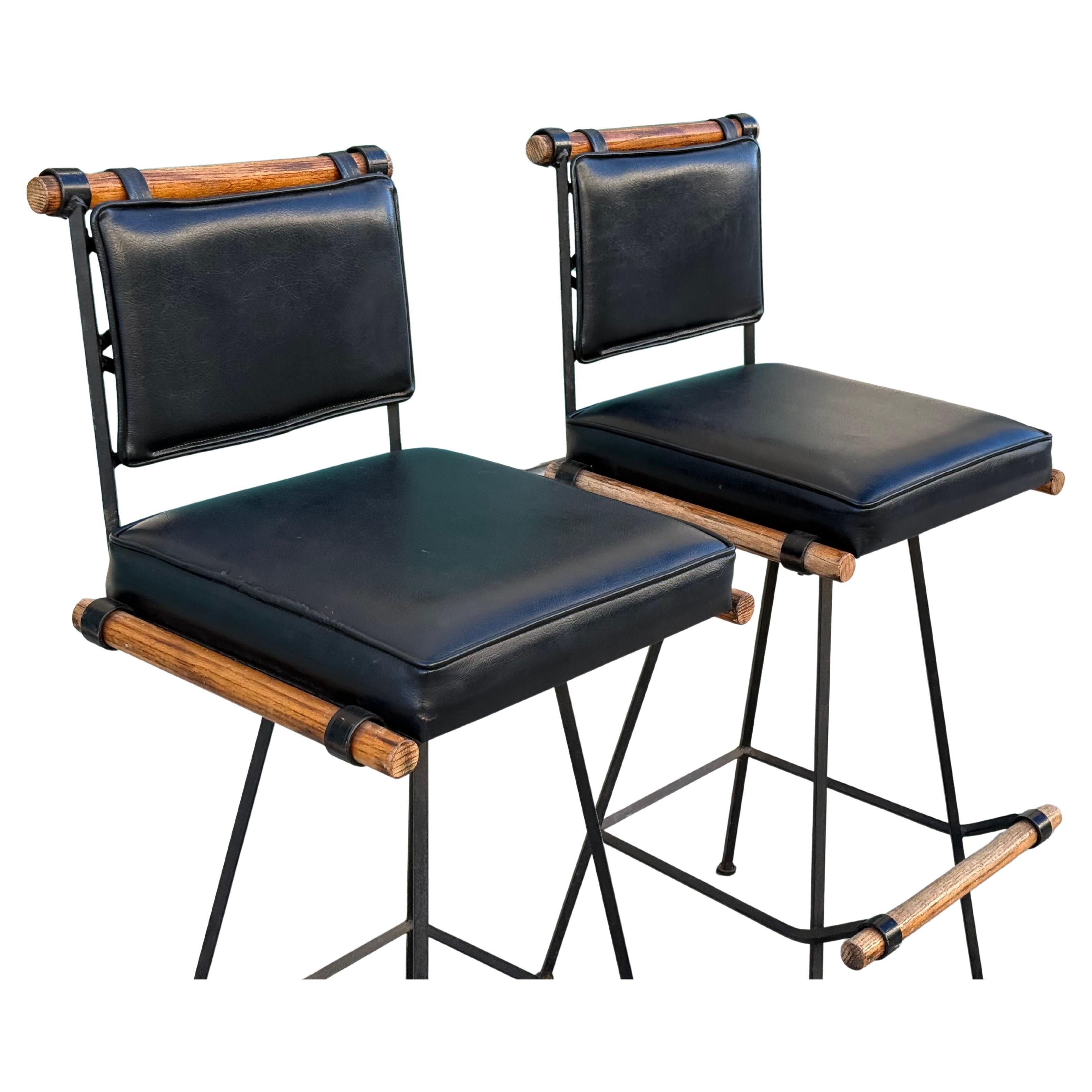 American Cleo Baldon Style Black Swivel Bar Stools for Inca Products - Set of Two