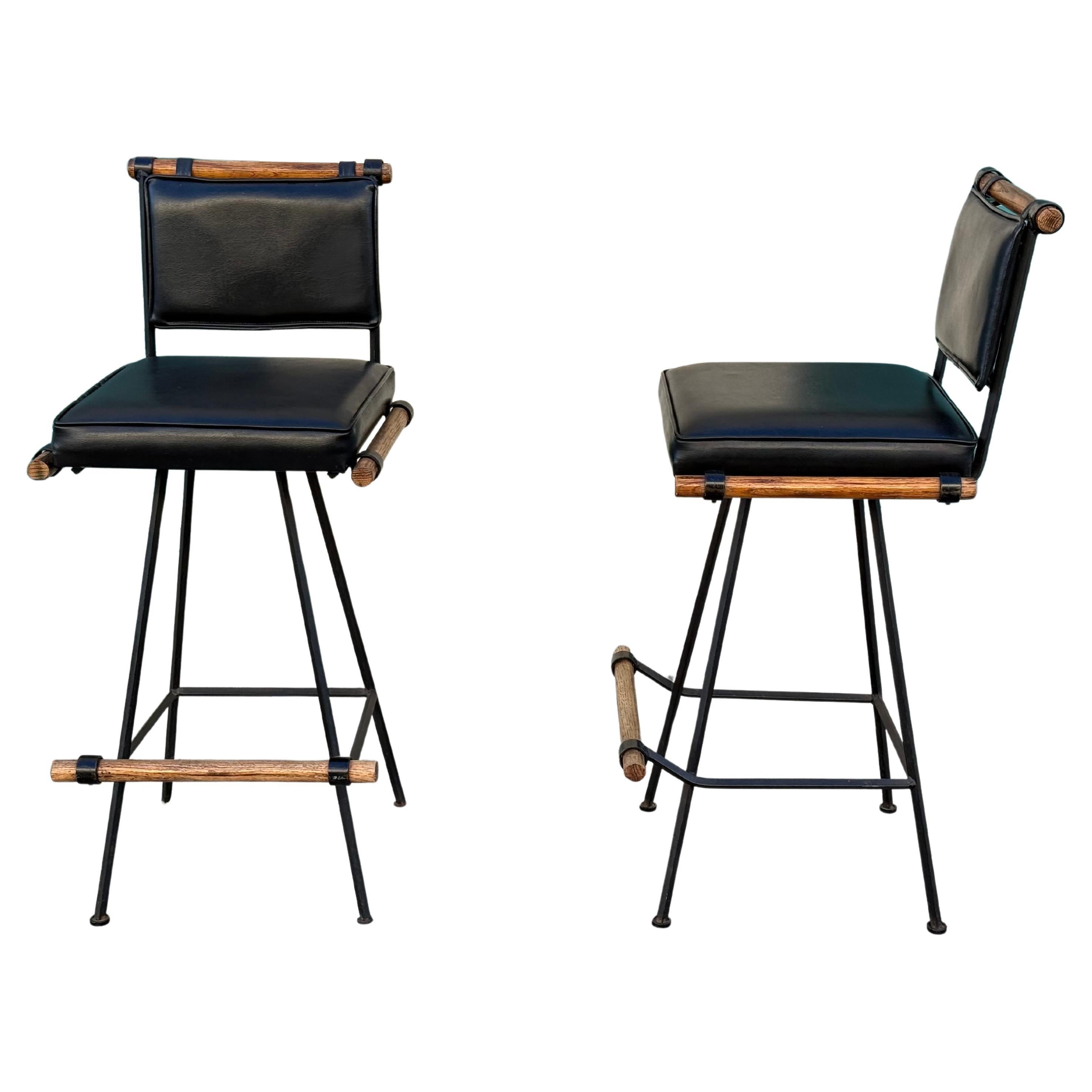 Cleo Baldon Style Black Swivel Bar Stools for Inca Products - Set of Two