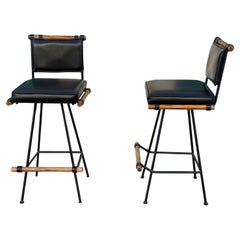 Tabourets de bar pivotants noirs de style Cleo Baldon pour Inca Products - Lot de deux
