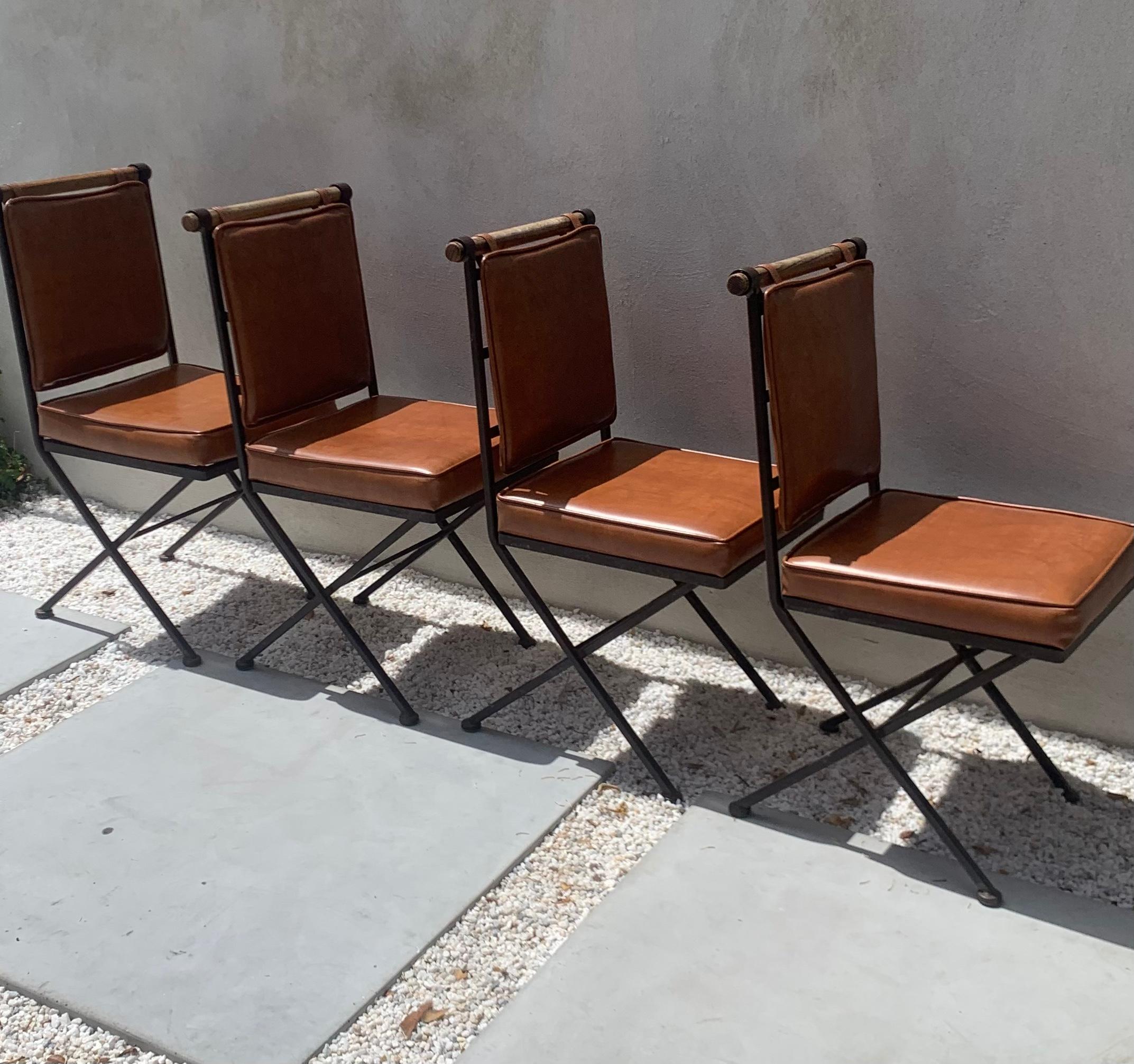 Faux Leather Cleo Baldon Style Dining Chairs by Inca, circa 1965