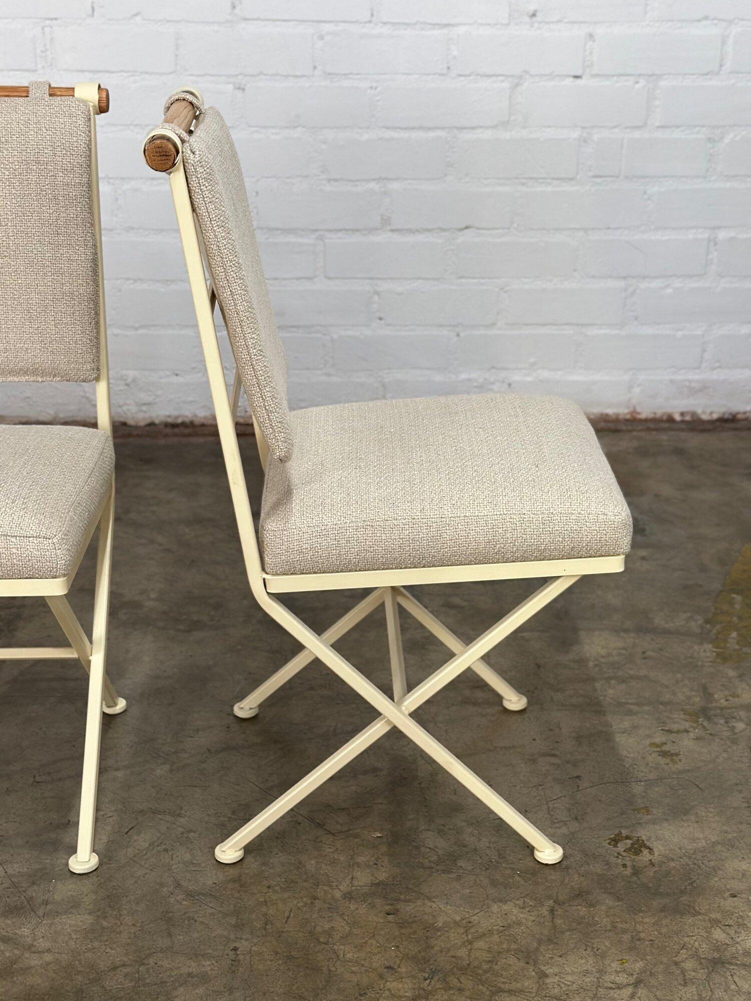 Metal Cleo Baldon style dining chairs -set of four For Sale