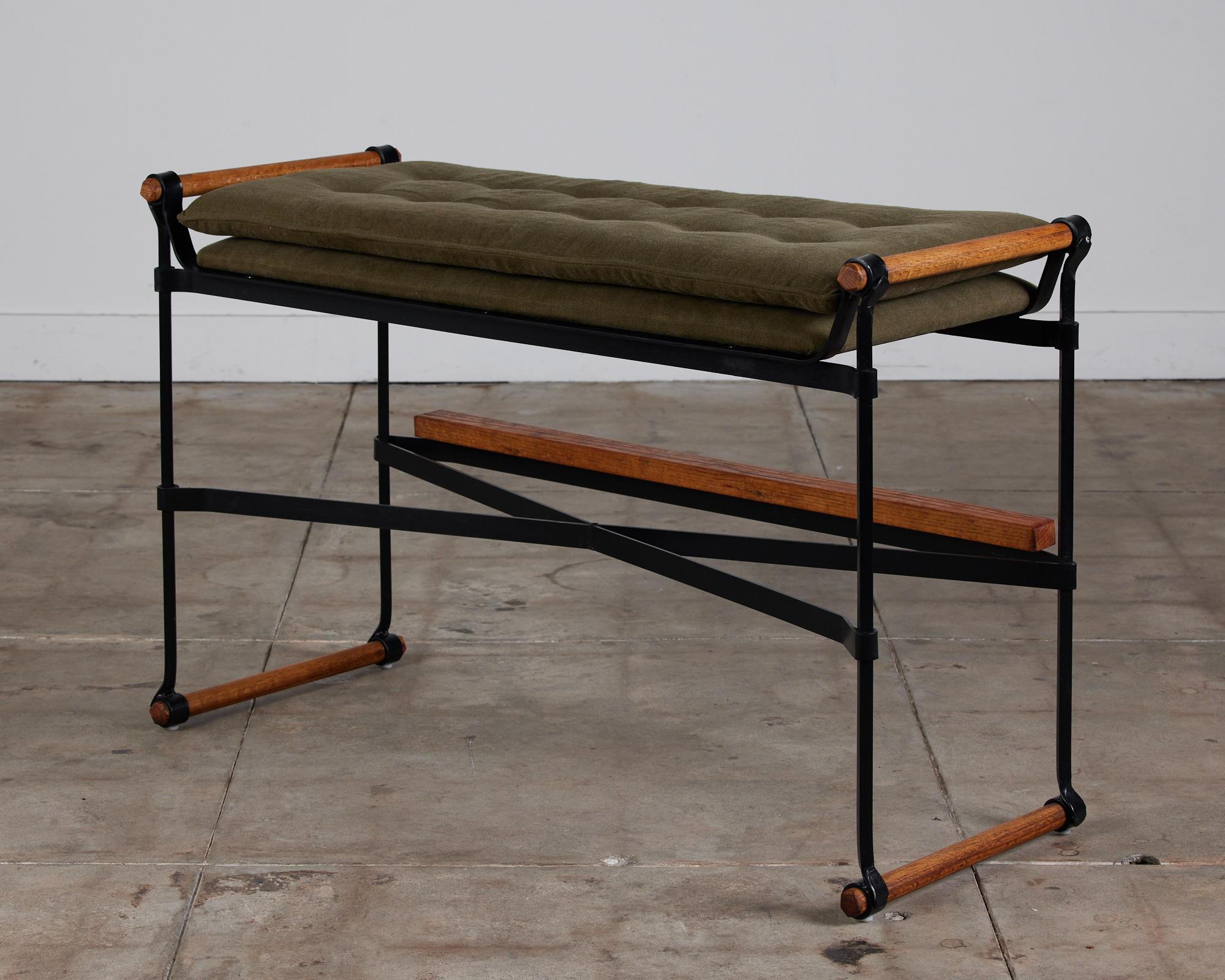 Powder-Coated Cleo Baldon Tufted Gallery Bench for Terra For Sale