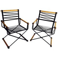 Cleo Baldon Wrought Iron Campaign Armchairs for Terra, circa 1965