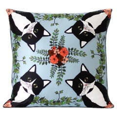 Cleo blue Silk Decorative Pillow