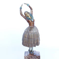 Demétre Chiparus "Cleo" Cold Painted Bronze Sculpture Signed Chiparus to Bronze