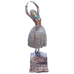 Demétre Chiparus "Cleo" Cold Painted Bronze Sculpture Signed Chiparus to Bronze 