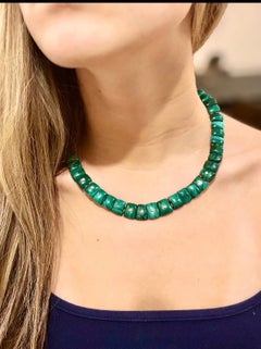 CLEO Halskette, Malachit, Diamanten und 14k Gold