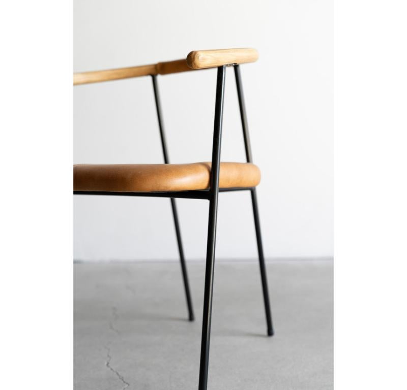 American Cleo Dining Chair (Honey Leather in Black) For Sale