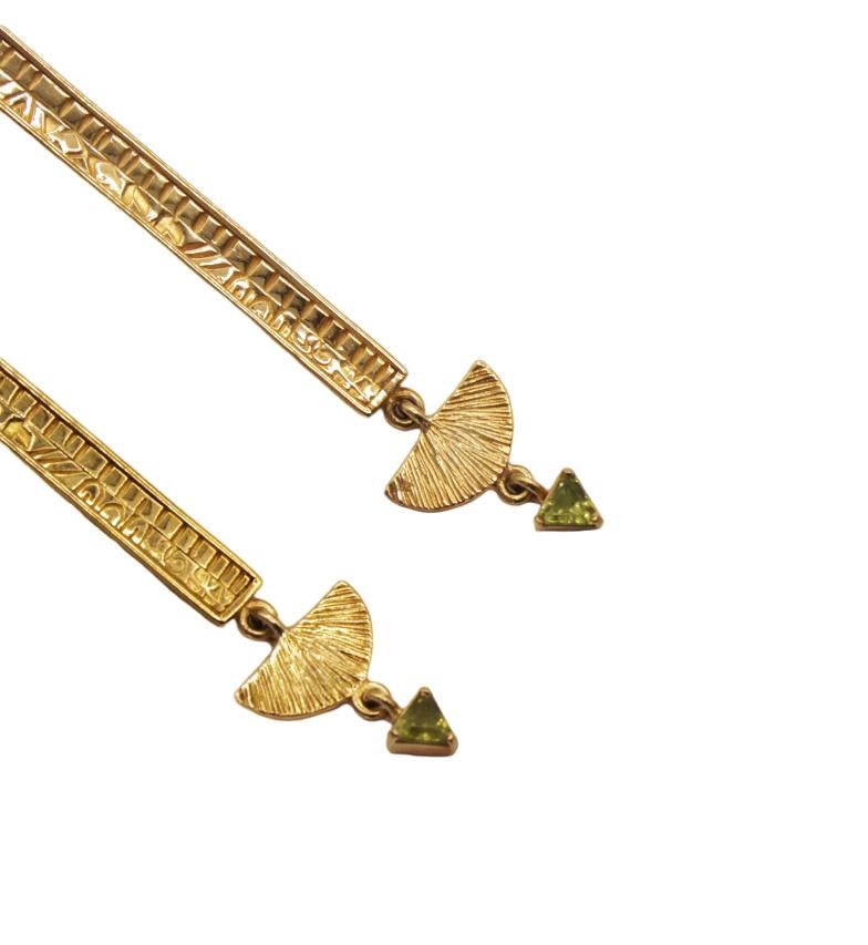 Contemporary Cleo Earrings in 14k Yellow Gold: an Ode to Ancient Egypt For Sale