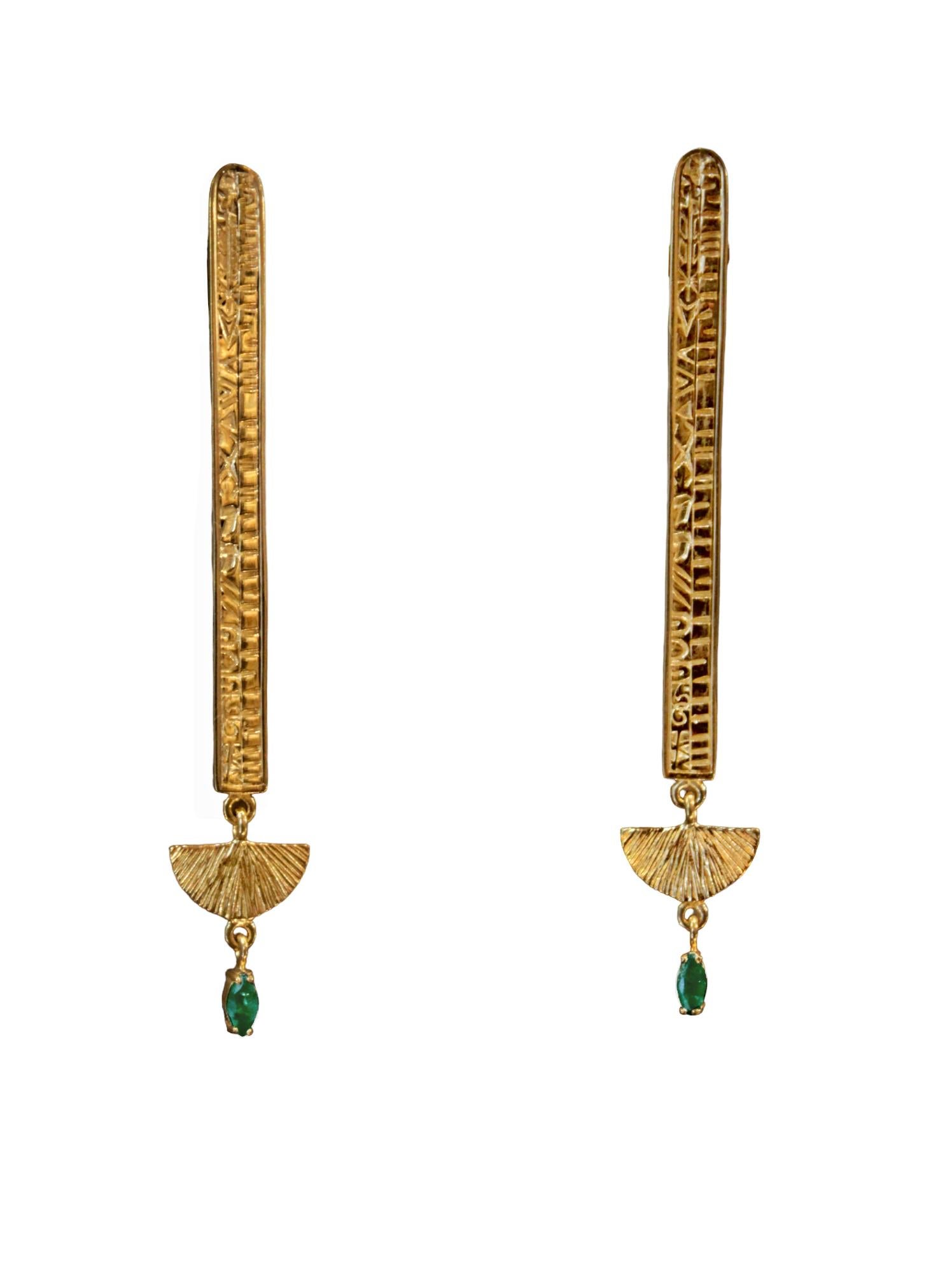 Women's Cleo Earrings in 14k Yellow Gold: an Ode to Ancient Egypt For Sale