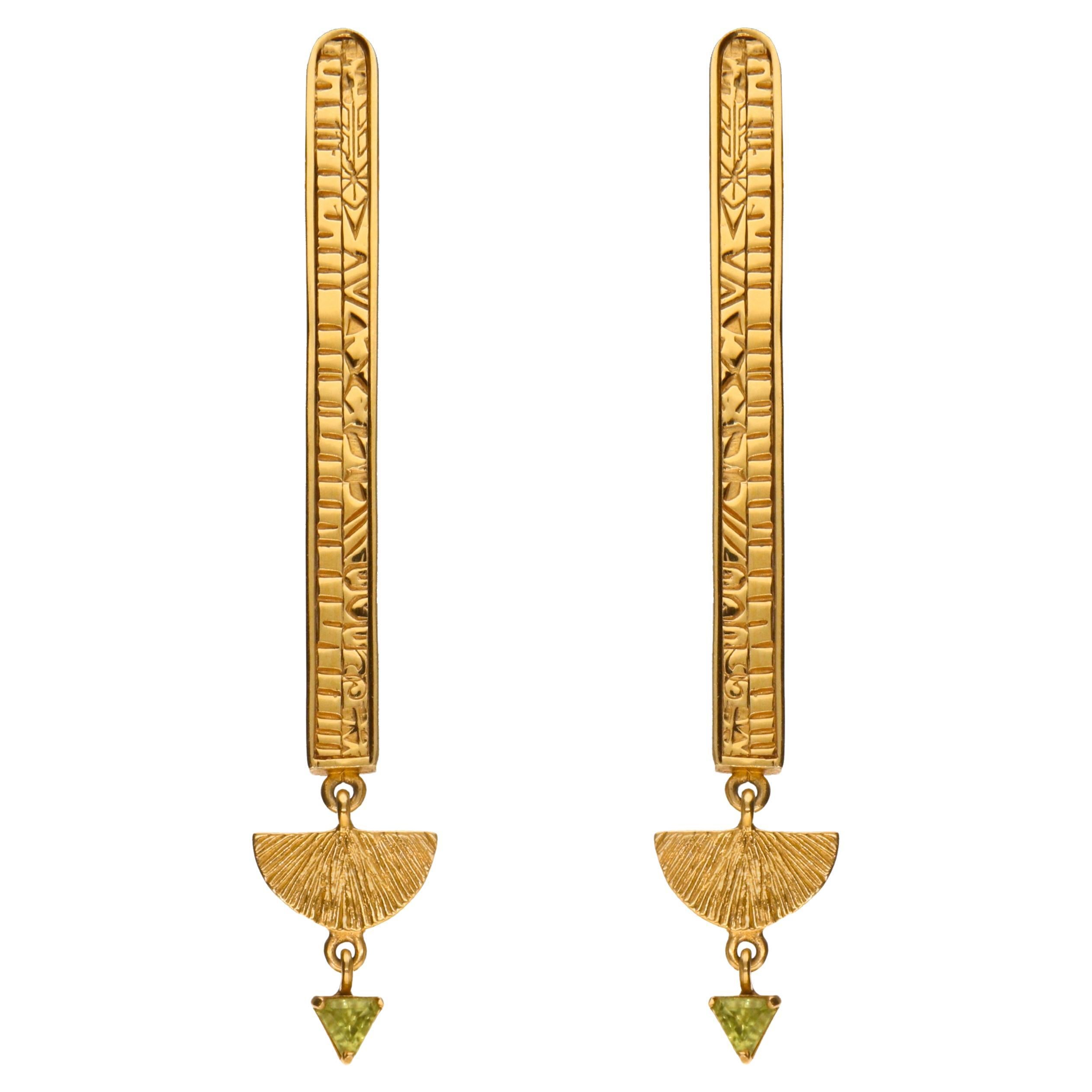 Cleo Earrings in 14k Yellow Gold: an Ode to Ancient Egypt For Sale
