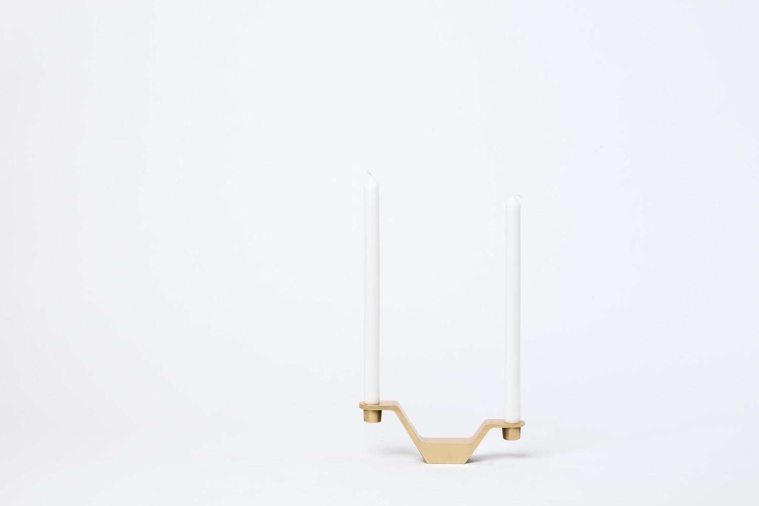 Portuguese 21st Century Modern Handmade Cast-Brass Candle Holder  For Sale