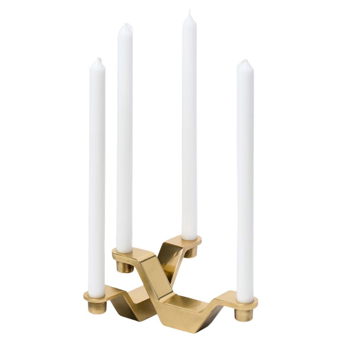 21st Century Modern Handmade Cast-Brass Candle Holder  For Sale