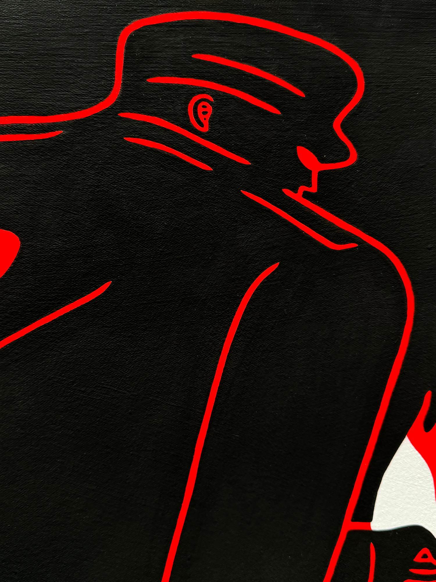 Tirón de Alto Contraste con Violencia Callejera del Club - Sin título - Figurative Painting Negro de Cleon Peterson