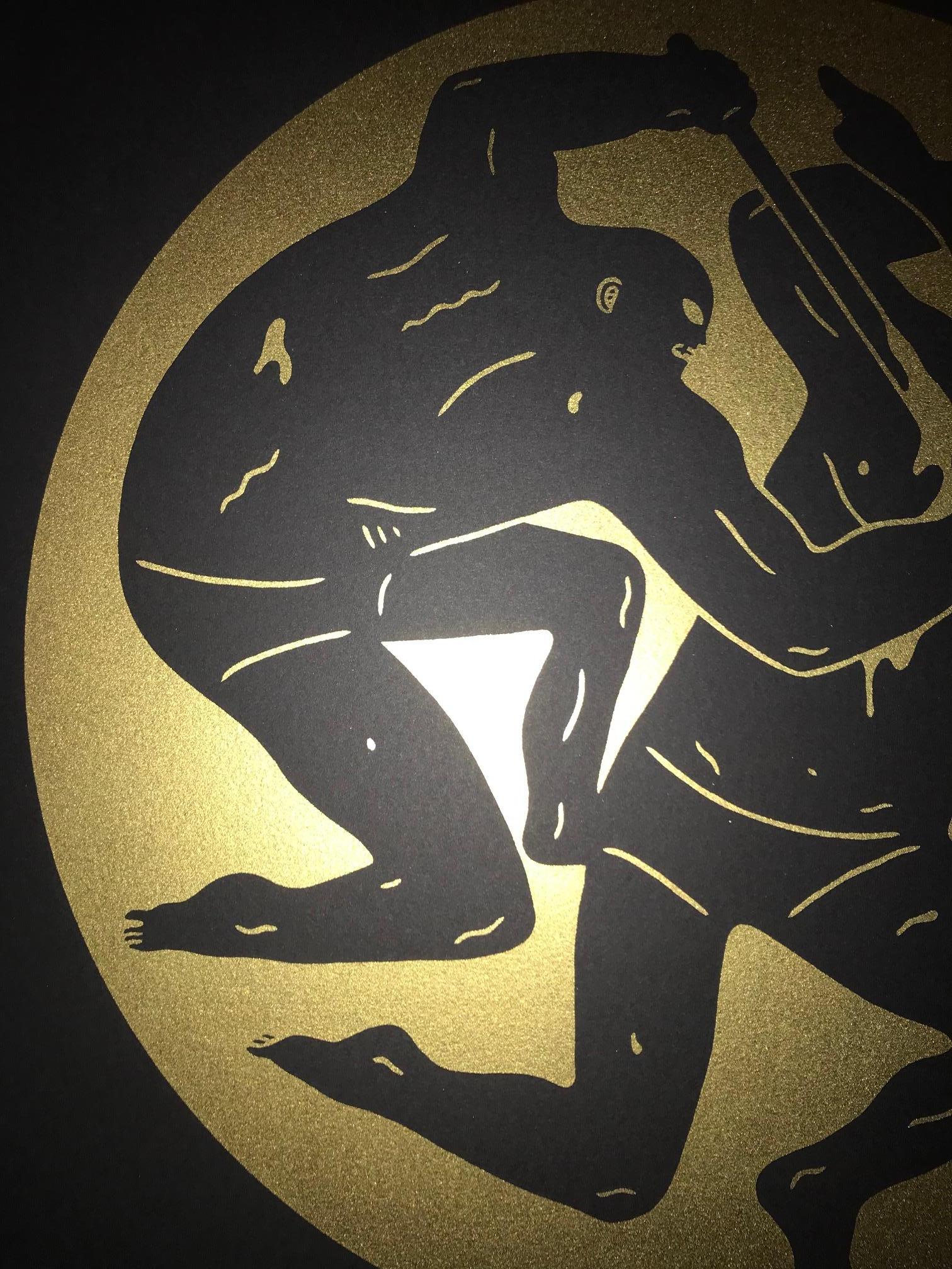 Cleon Peterson Destroying the Weak 2015 Peterson Gold Print Artist Proof Edition 1