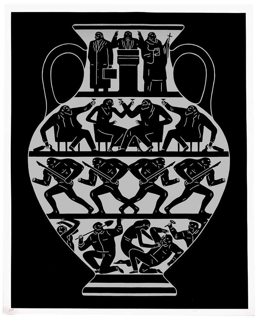 Cleon Peterson, Limited Edition Trump Screen Print in Black and Platinum