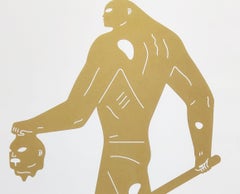 Headless Man, Gold on White by Cleon Peterson- Contemporary Street Art Print
