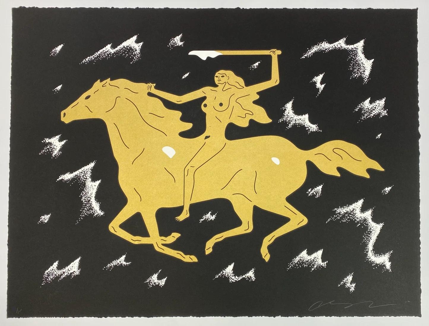 Cleon Peterson Nude Print - Sirens of the Night (gold)