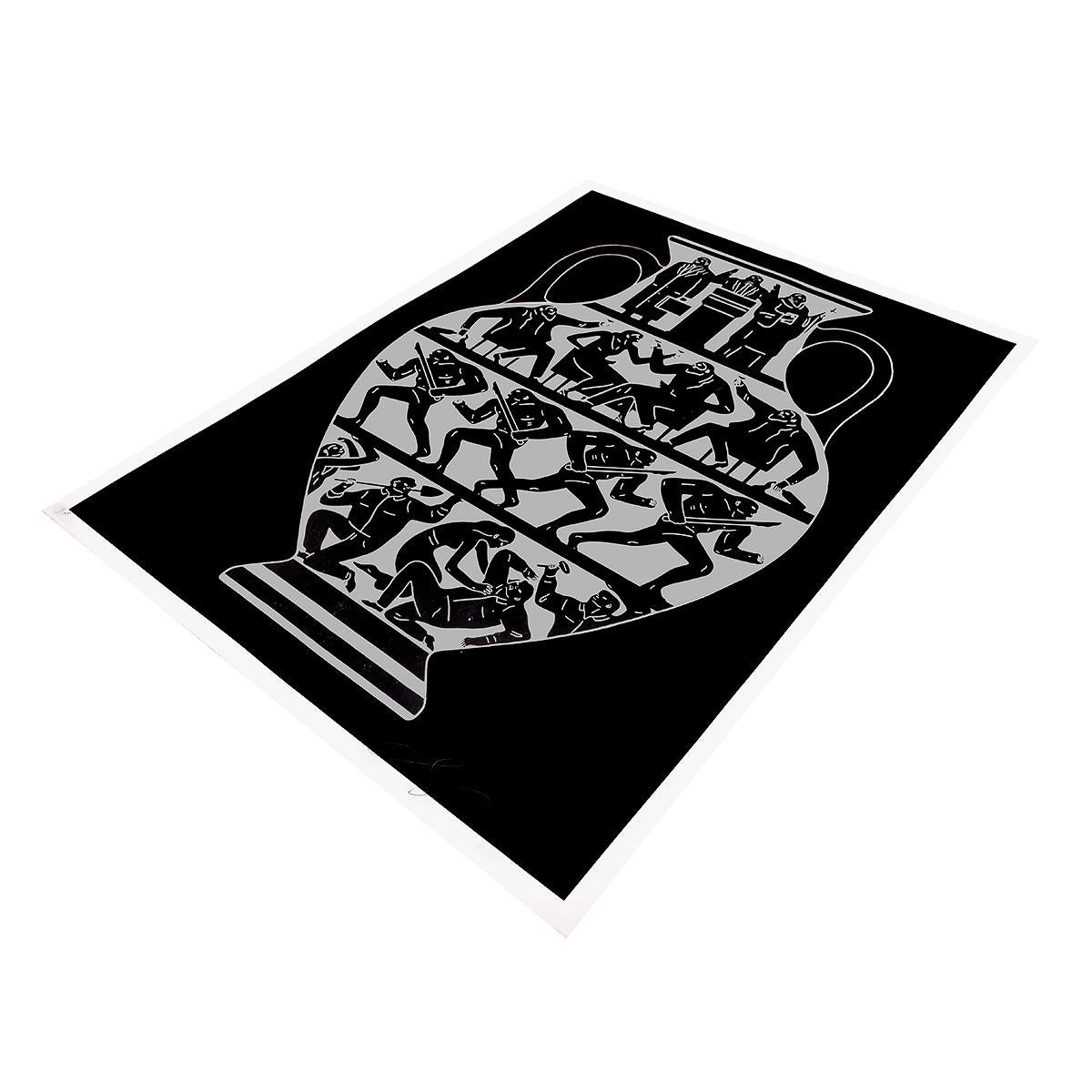 Beautifully created by Cleon Peterson in his easily recognizable ancient Greco Roman style.
Hand signed by Cleon Peterson on bottom right and numbered on bottom left.
Limited Edition of only 175.
Released in 2017.
2 color hand pulled screen print in