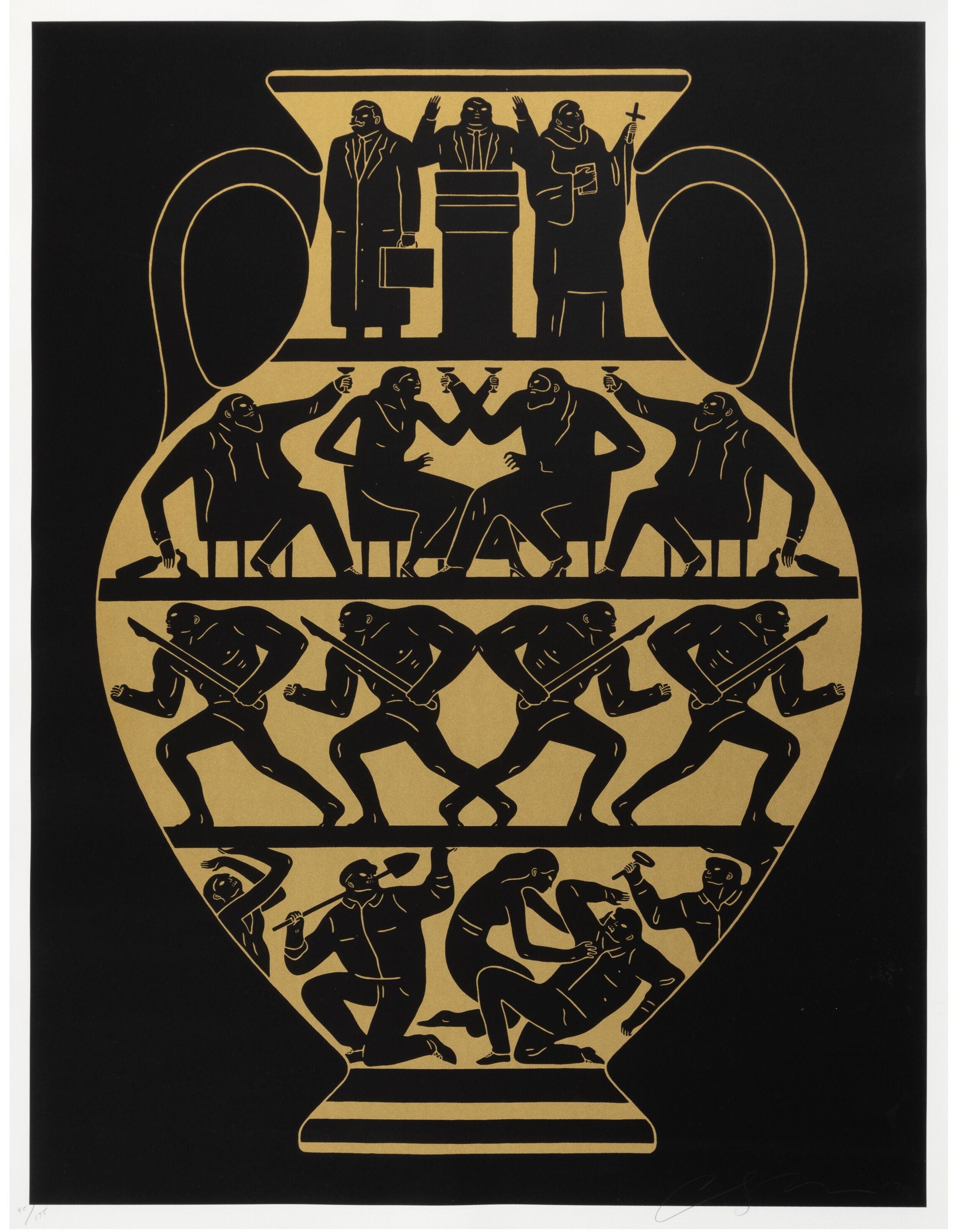 Impresión Jarrón Trump (Variante negra sobre papel blanco) - Print de Cleon Peterson