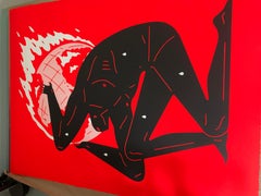 World on Fire Large Red Screenprint Cleon Peterson