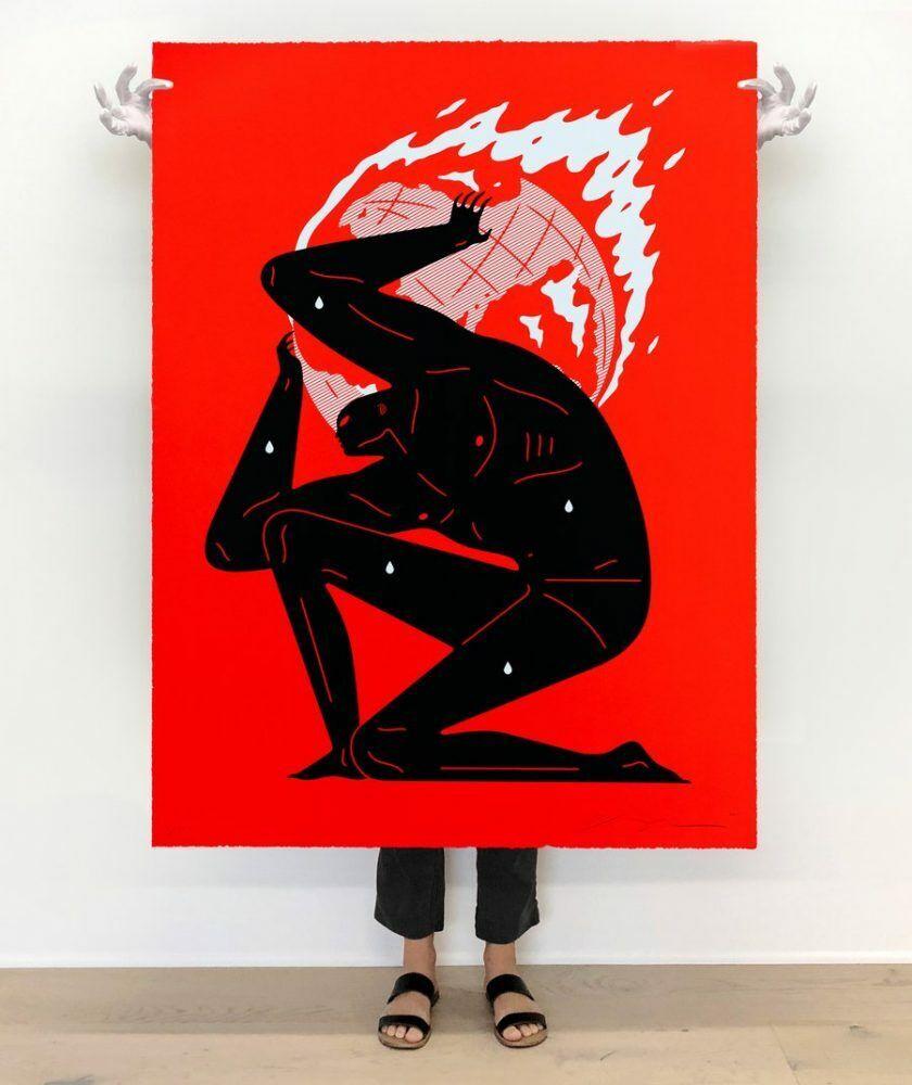 World on Fire Large Red Screenprint Cleon Peterson For Sale 4