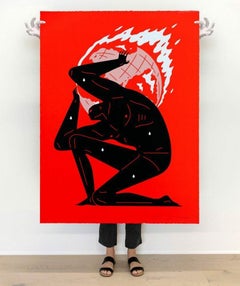 World on Fire Large Red Screenprint Cleon Peterson