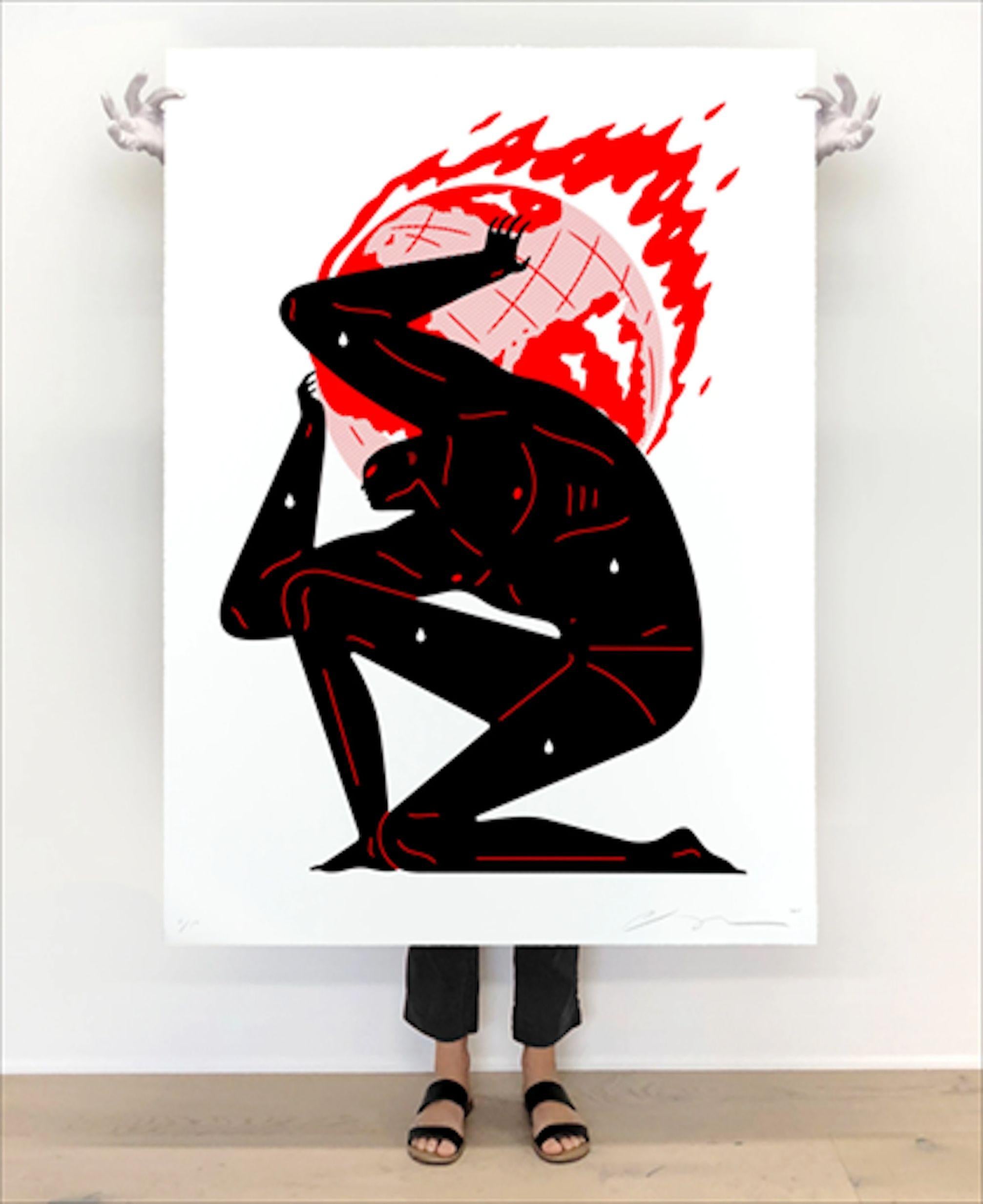 Cleon Peterson Figurative Print - World on Fire (White - Large)