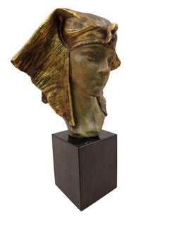 Cleopatra-Büste, Skulptur, C. Carli, um 1920, Art déco, Belgien