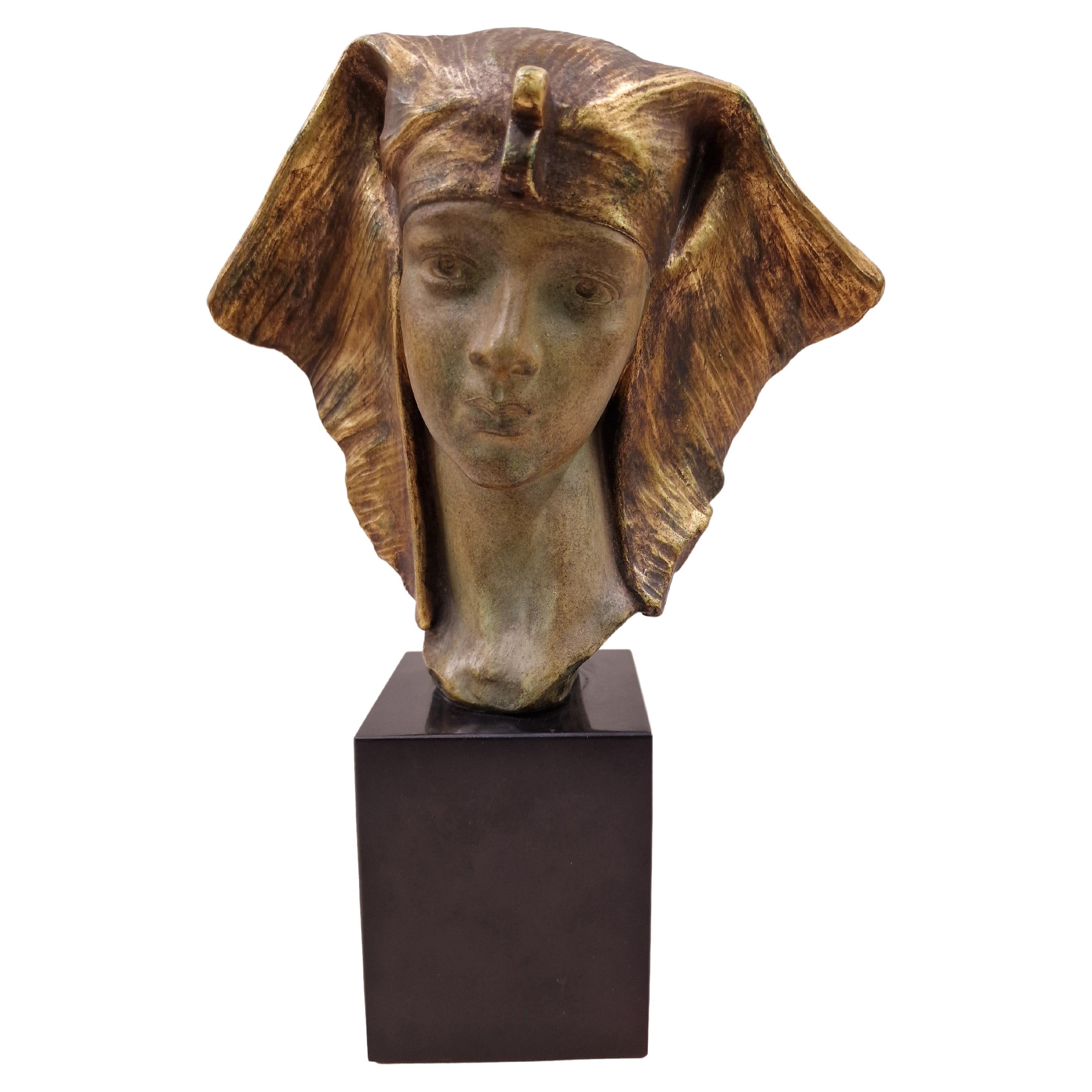 Cleopatra bust, sculpture, C. Carli, circa 1920, Art Deco, Belgium