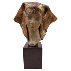 Cleopatra-Büste, Skulptur, C. Carli, um 1920, Art déco, Belgien