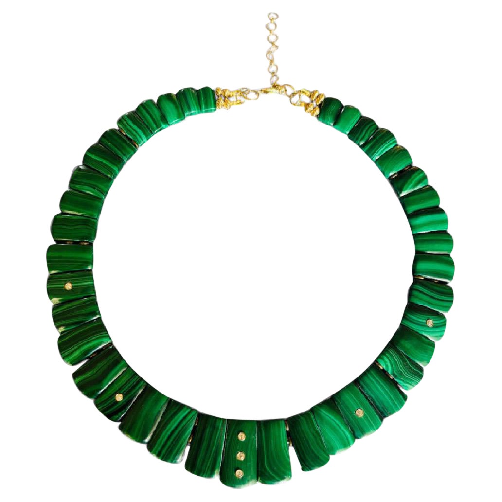 Collana CLEOPATRA, Collana Epic Malachite e Diamanti, Oro 14k in vendita