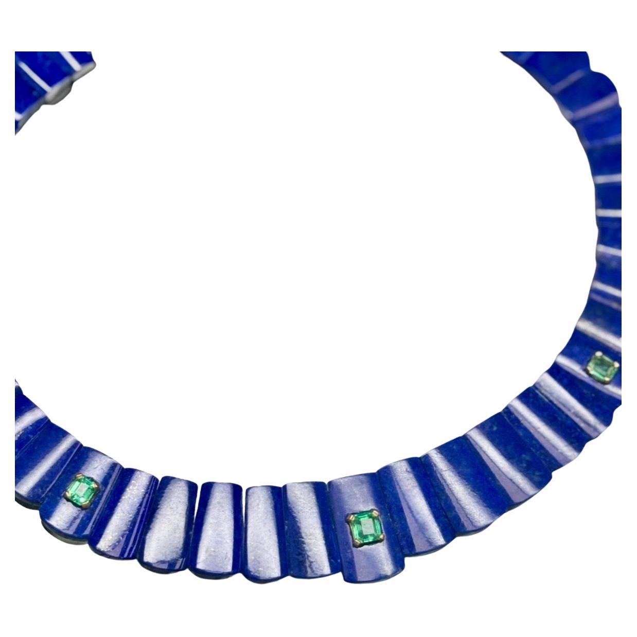 COLLAR DE CLEOPATRA con LAPIS, ESMERALDAS y Oro de 14k Corte mixto en venta