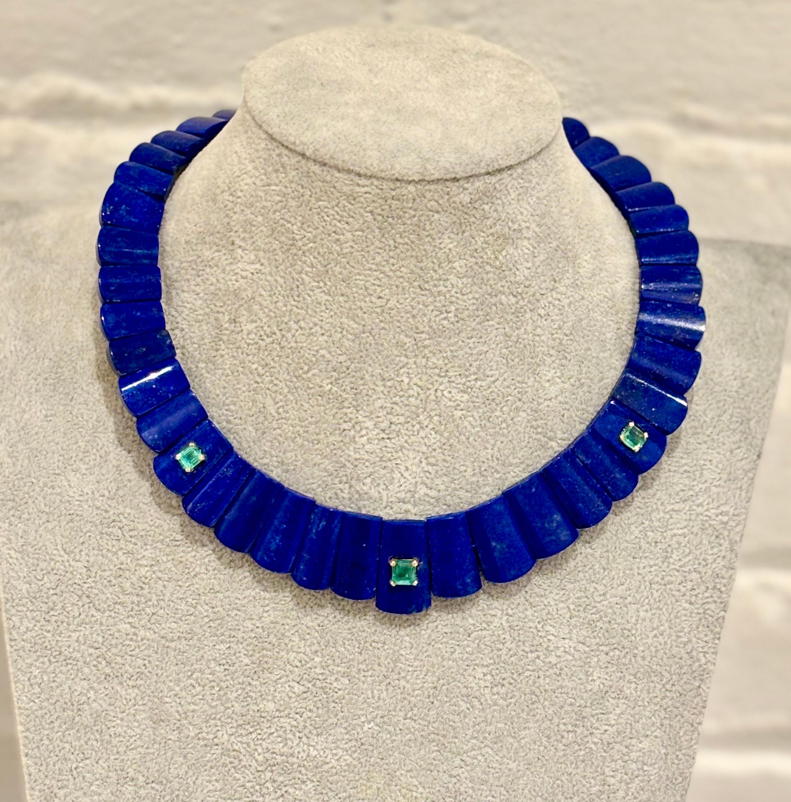 De los hombres COLLAR DE CLEOPATRA con LAPIS, ESMERALDAS y Oro de 14k en venta