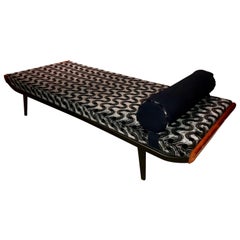 Vintage Cleopatra Daybed by Auping, Metal, Teak, New Upholstery, Netherlands, 1950s