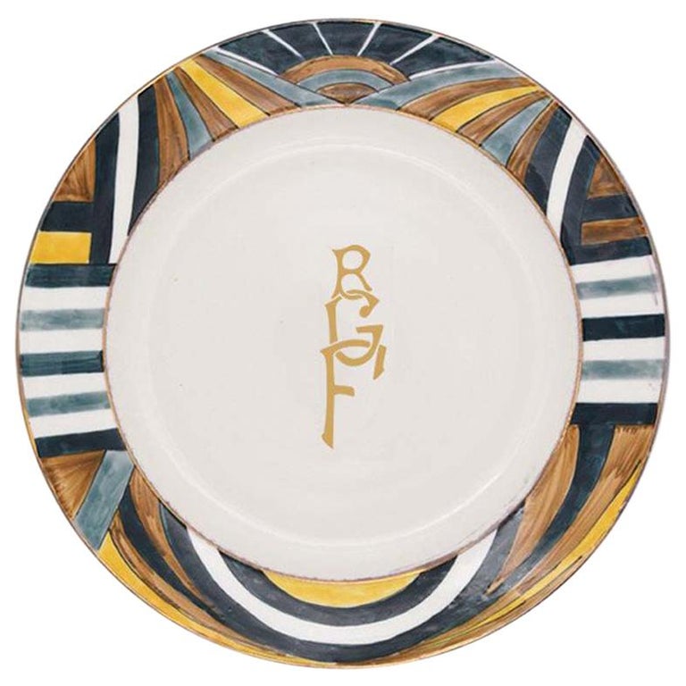 Art Deco Cleopatra Dinner Plate by Julia B. For Sale