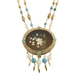 Collana in oro e turchese ispirata a Cleopatra con chiusura vittoriana in pietra dura