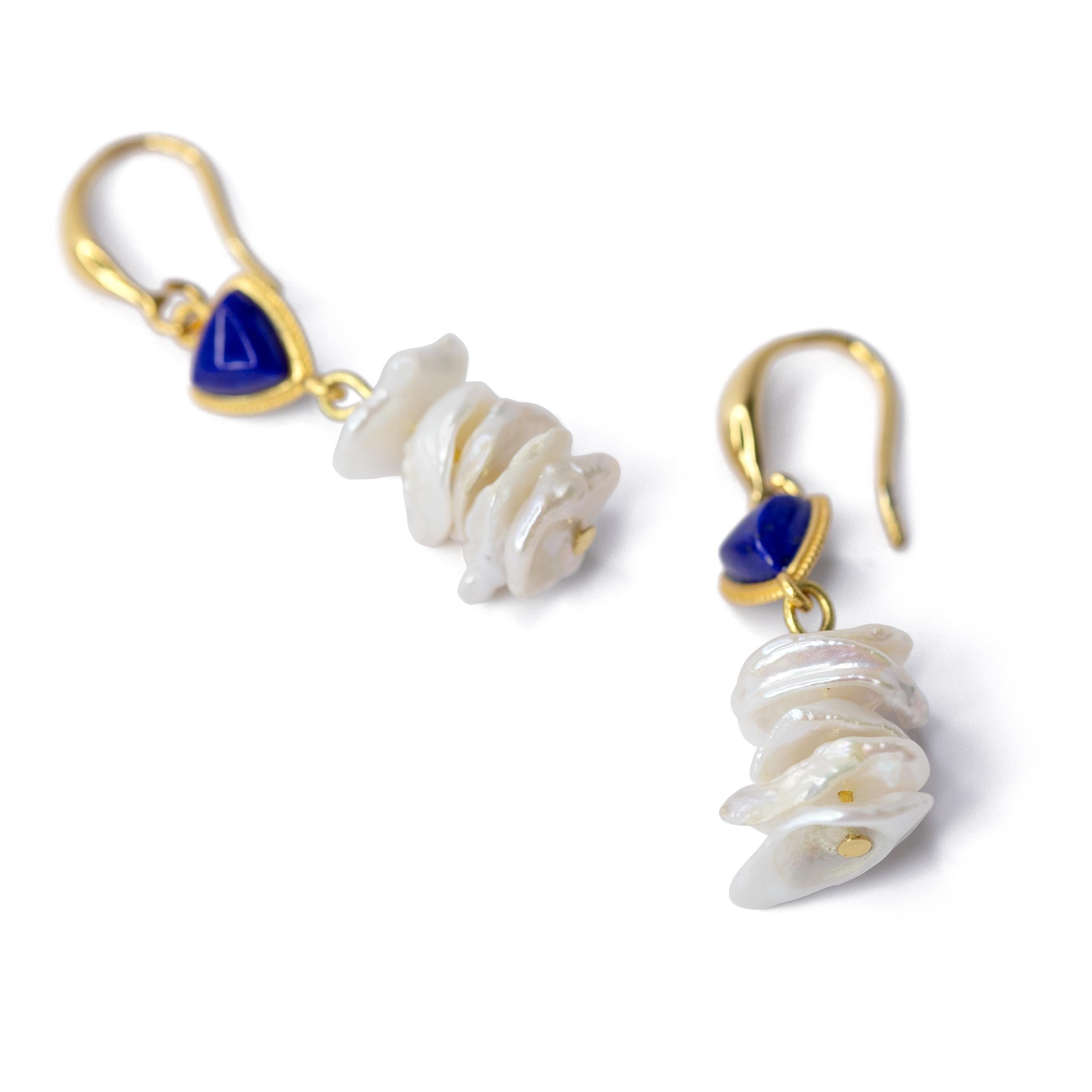 Artisan Cleopatra Pearl Petals Earrings - by Bombyx House For Sale