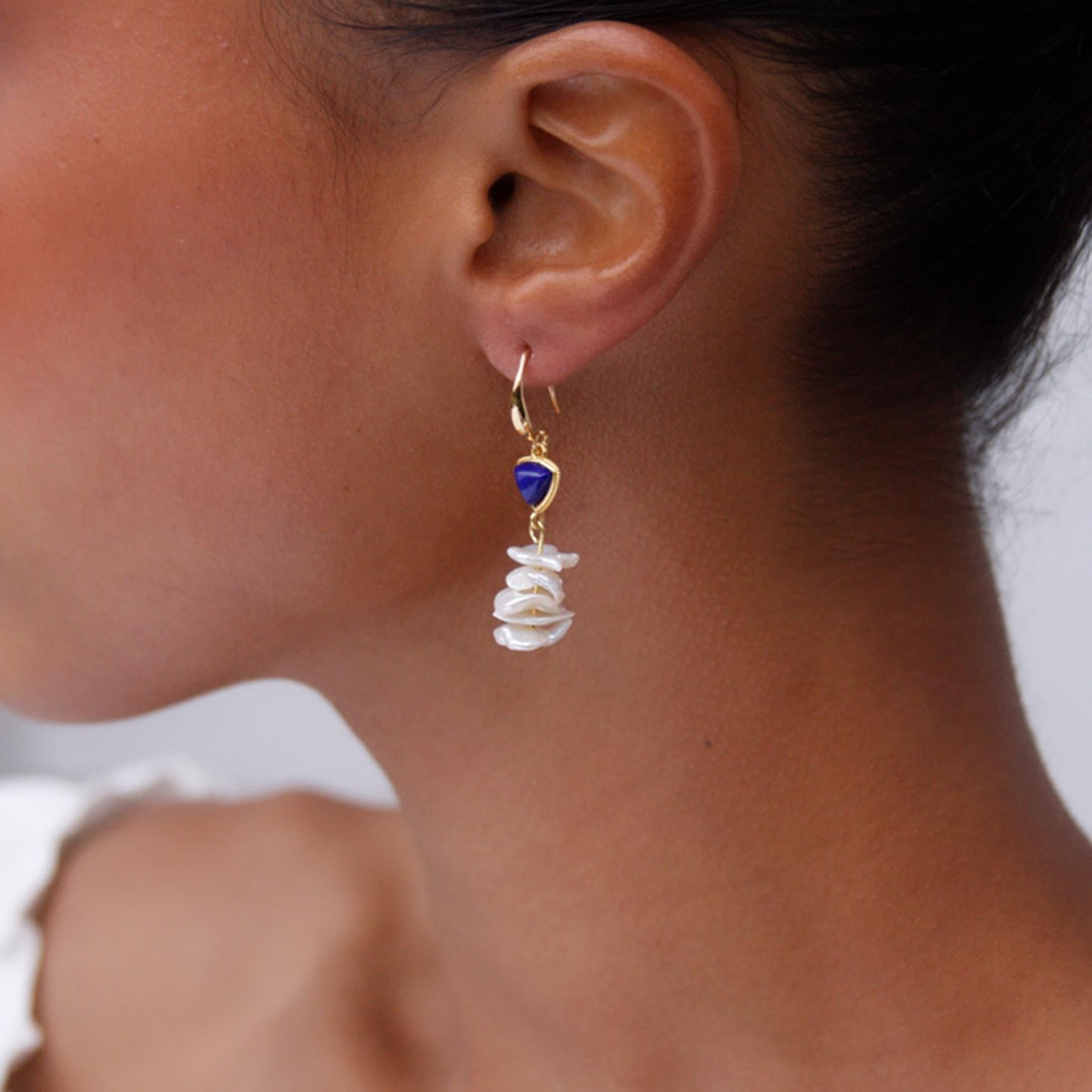 Uncut Cleopatra Pearl Petals Earrings - by Bombyx House For Sale