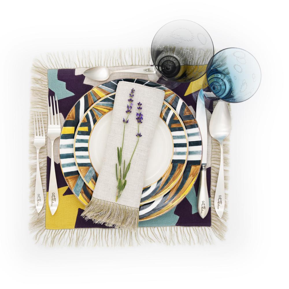 Art Deco Cleopatra Table Linens by Julia B. 'Oatmeal' For Sale