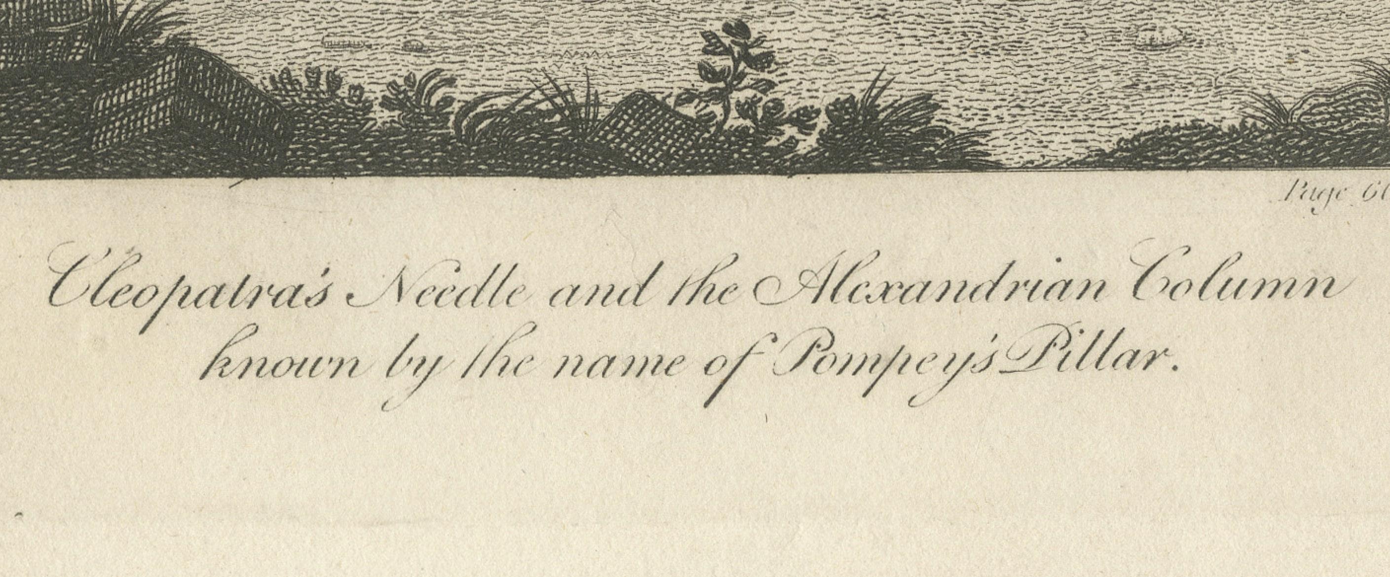 Papier L'aiguille de Cléopâtre et le pilier de Pompey : Monuments de l'Antiquité d'Alexandrie, 1815 en vente